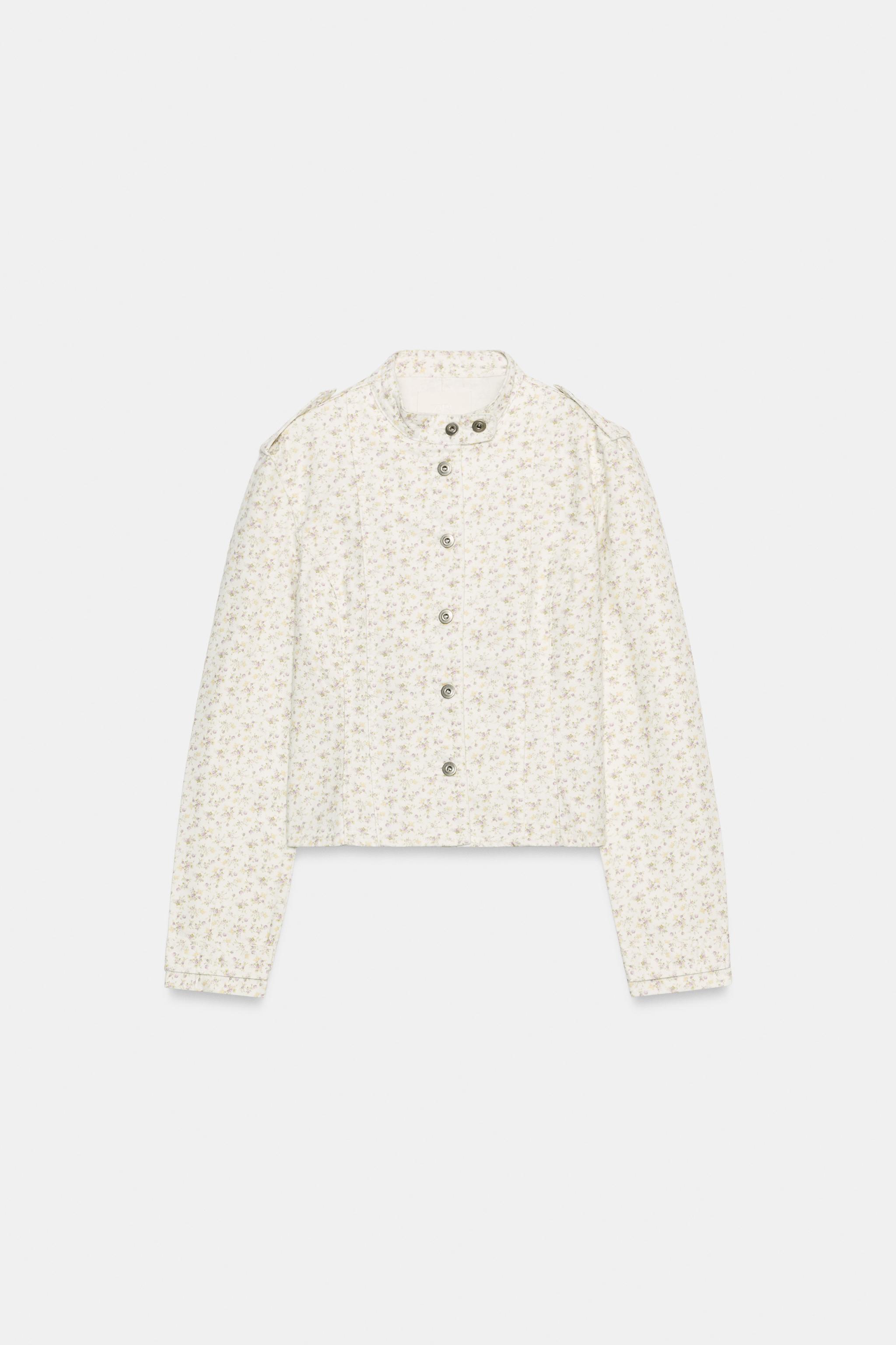 TRF FLORAL PRINT DENIM JACKET